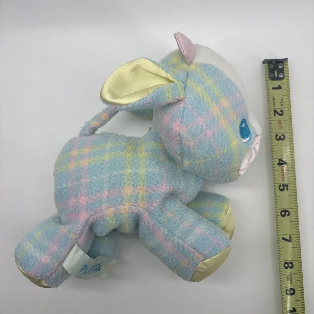 PLAYSKOOL Snuzzles Blankies Cow Plush Pastel Plaid Kawaii CLEAN VTG 80s‎ Satin
